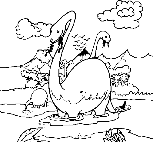Dibuix de Apatosauris en l'aigua  per Pintar on-line