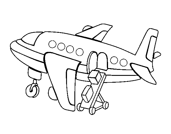 Dibuix de Avió carregant equipatge per Pintar on-line