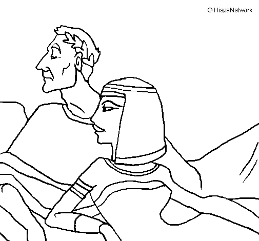 Dibuix de Cèsar i Cleòpatra per Pintar on-line