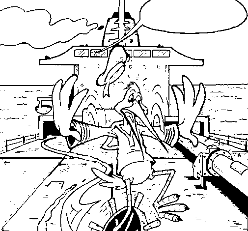Dibuix de Cigonya en un vaixell per Pintar on-line