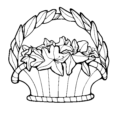 Dibuix de Cistell amb flors 4 per Pintar on-line