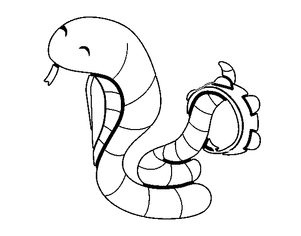 Dibuix de Cobra amb pandereta per Pintar on-line