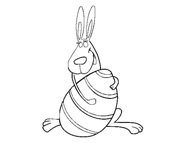 Dibuix de Conill abraçant un ou per Pintar on-line