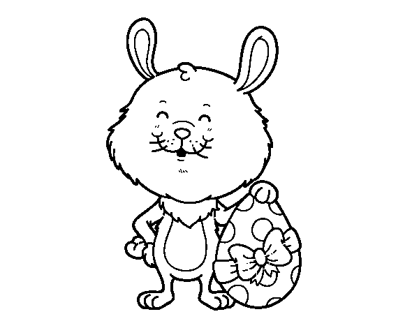 Dibuix de Conill amb regal de Pasqua per Pintar on-line