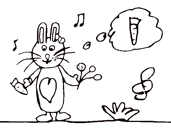 Dibuix de Conillet amb pastanaga per Pintar on-line