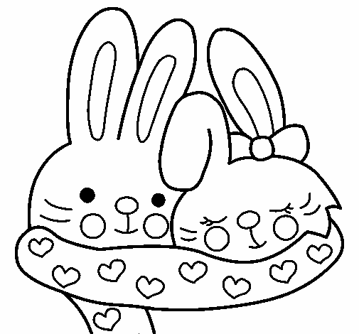 Dibuix de Conills enamorats per Pintar on-line