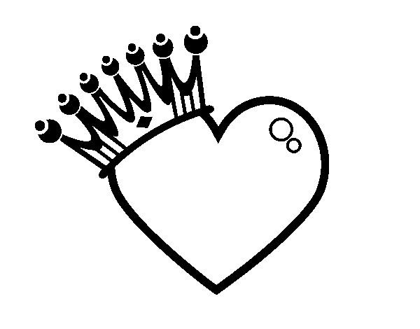 Dibuix de Cor amb corona per Pintar on-line
