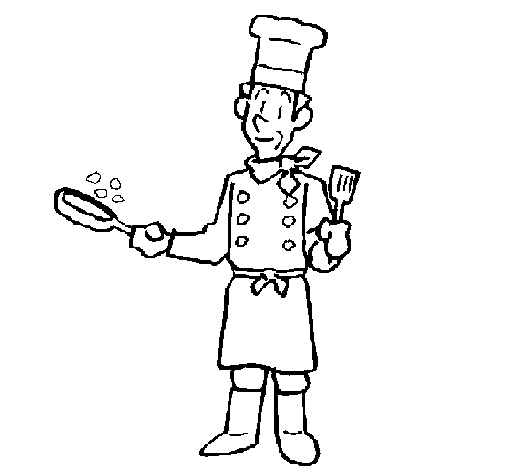 Dibuix de Cuiner cuinant per Pintar on-line