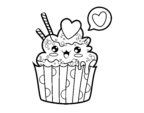 Dibuix de Cupcake kawaii per Pintar on-line