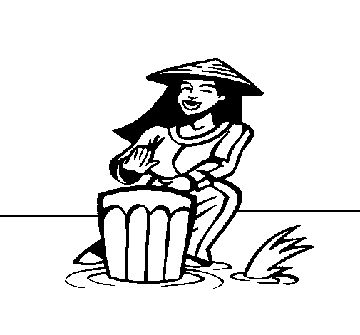 Dibuix de Dona tocant el tambor per Pintar on-line