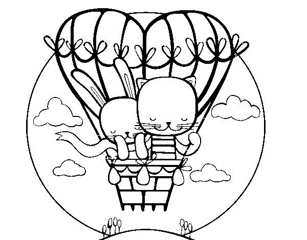 Dibuix de El globus de l'amor per Pintar on-line
