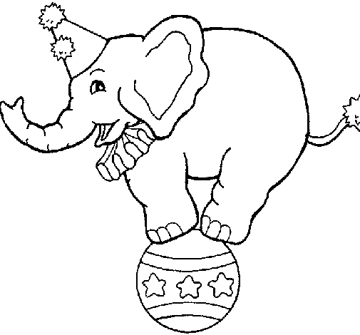 Dibuix de Elefant sobre una pilota per Pintar on-line