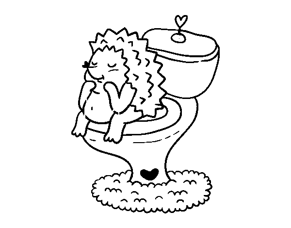 Dibuix de Eriçó en el bany per Pintar on-line