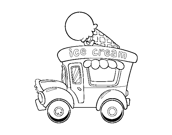 Dibuix de Food truck de gelats per Pintar on-line