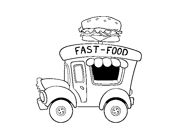 Dibuix de Food truck d'hamburgueses per Pintar on-line