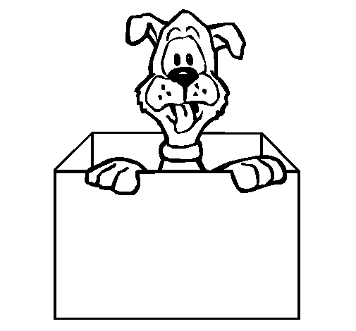 Dibuix de Gos dins d'una caixa per Pintar on-line