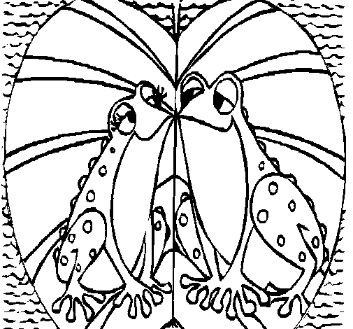 Dibuix de Granotes estimant-se per Pintar on-line
