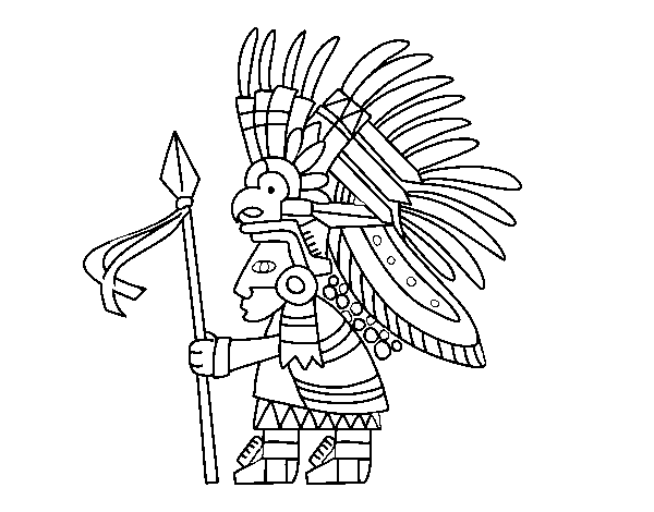 Dibuix de Guerrer azteca per Pintar on-line
