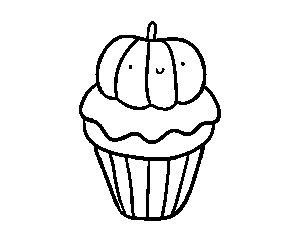 Dibuix de Halloween cupcake per Pintar on-line