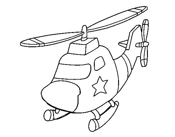 Dibuix de Helicòpter amb una estrella per Pintar on-line
