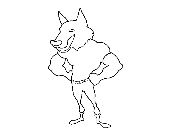Dibuix de Home llop fort per Pintar on-line