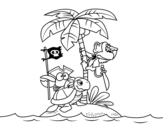 Dibuix de Illa pirata per pintar