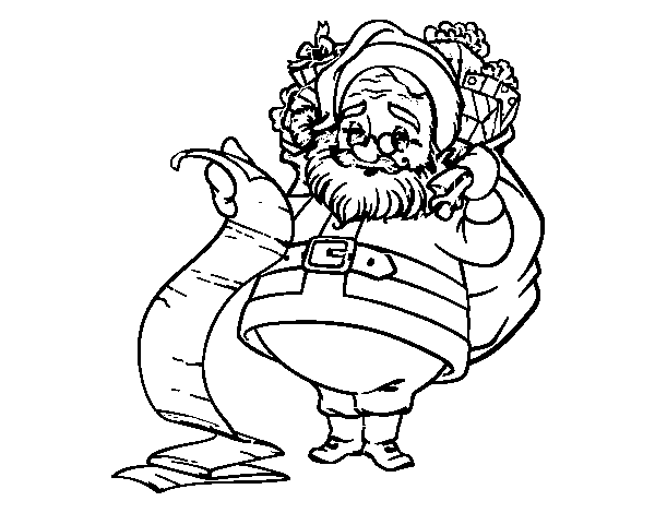 Dibuix de La llista del Pare Noel per Pintar on-line