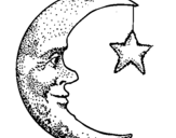 Dibuix de Lluna i estrella per pintar