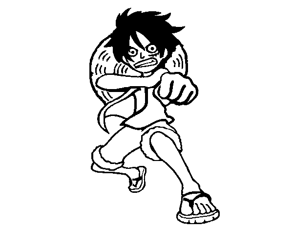 Dibuix de Luffy golpejant per Pintar on-line