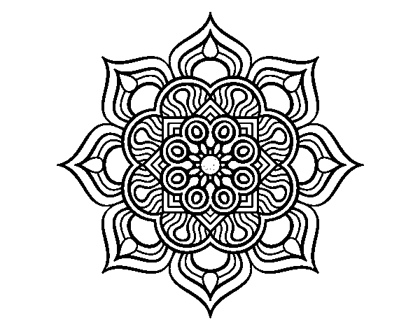 Dibuix de Mandala flor de foc per Pintar on-line