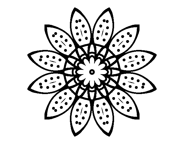 Dibuix de Mandala flors amb pètals per Pintar on-line
