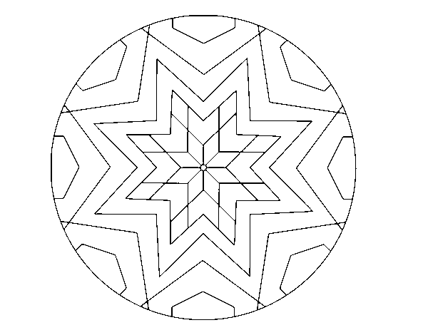 Dibuix de Mandala mosaic estrella per Pintar on-line