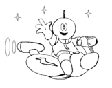 Dibuix de Marcià amb moto espacial per pintar