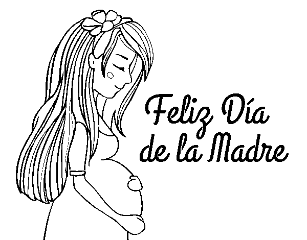 Dibuix de Mare embarassada el dia de la mare per Pintar on-line