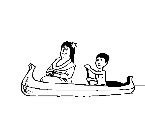 Dibuix de Mare i fill en canoa  per Pintar on-line