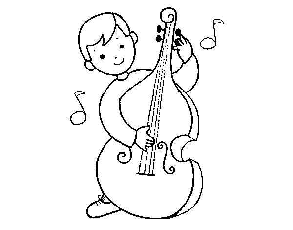 Dibuix de Nen amb Violoncel per Pintar on-line