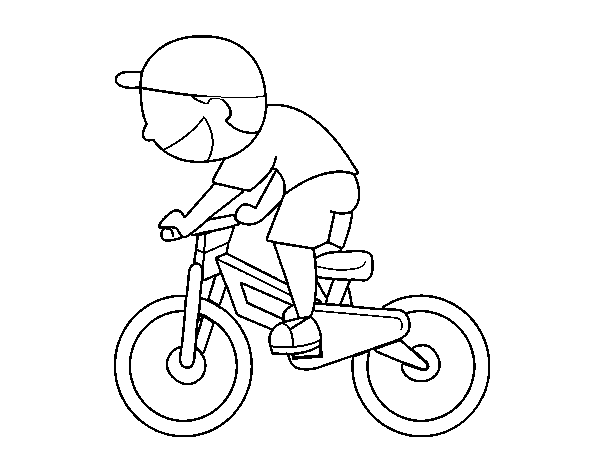 Dibuix de Nen ciclista per Pintar on-line