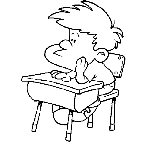 Dibuix de Nen en el pupitre per Pintar on-line