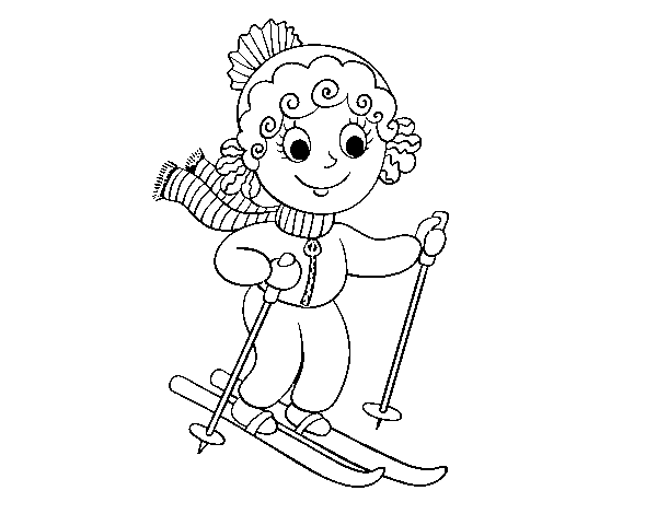 Dibuix de Nena esquiadora per Pintar on-line