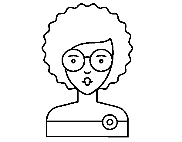 Dibuix de Noia amb cabells arrissats per Pintar on-line