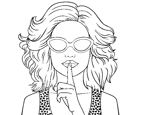 Dibuix de Noia amb ulleres de sol per Pintar on-line