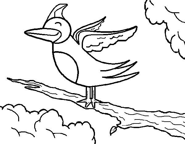 Dibuix de Ocell en arbre per Pintar on-line