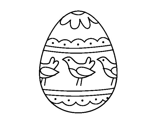 Dibuix de Ou de Pasqua amb ocells per Pintar on-line