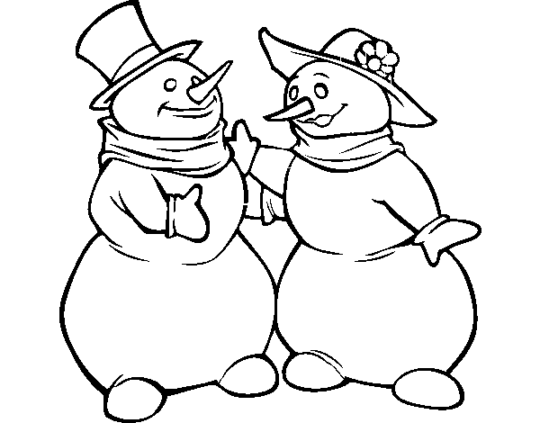 Dibuix de Parella de ninots de neu per Pintar on-line