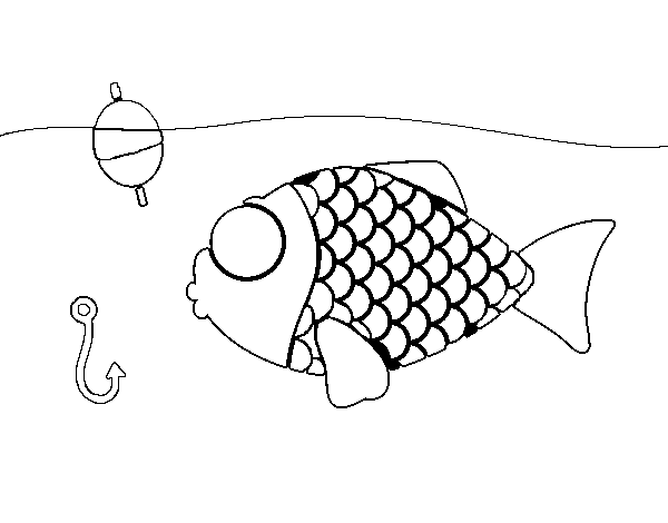 Dibuix de Peix a punt de picar l'ham per Pintar on-line