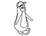 Dibuix de Pingüí amb gorra per pintar