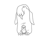 Dibujo de  Pingüí amb la seva cria