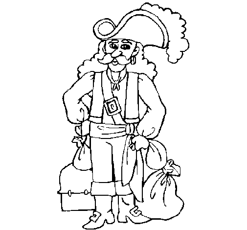 Dibuix de Pirata amb sacs d'or per Pintar on-line