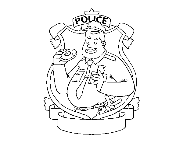 Dibuix de Policia amb rosquilla per Pintar on-line