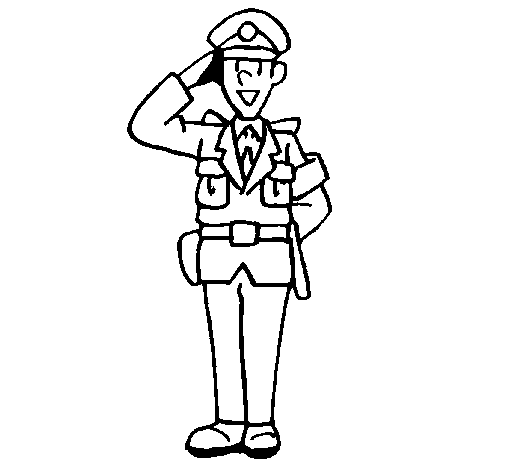 Dibuix de Policia saludant per Pintar on-line